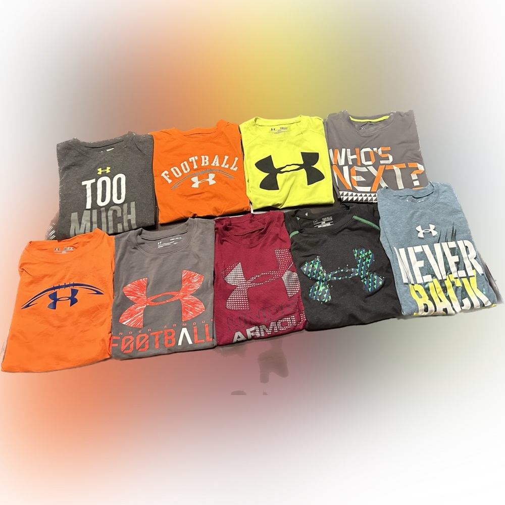Lot of 9 - Under Armour - short sleeve tshirts- Youth Medium- lightly worn!